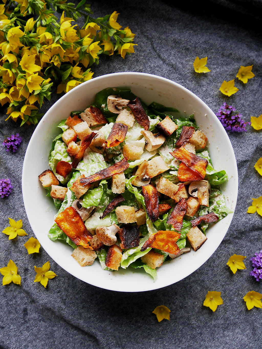 Caesar Salad with Carrot Bacon